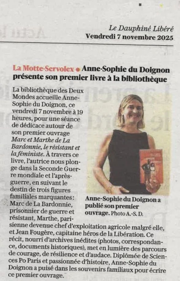 Article Dauphiné Libéré bibliothèque